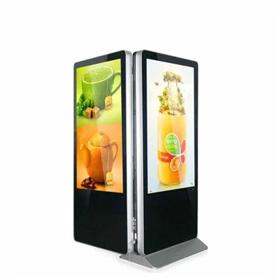 Dviejų ekranų lauko reklamos kioskas ant grindų